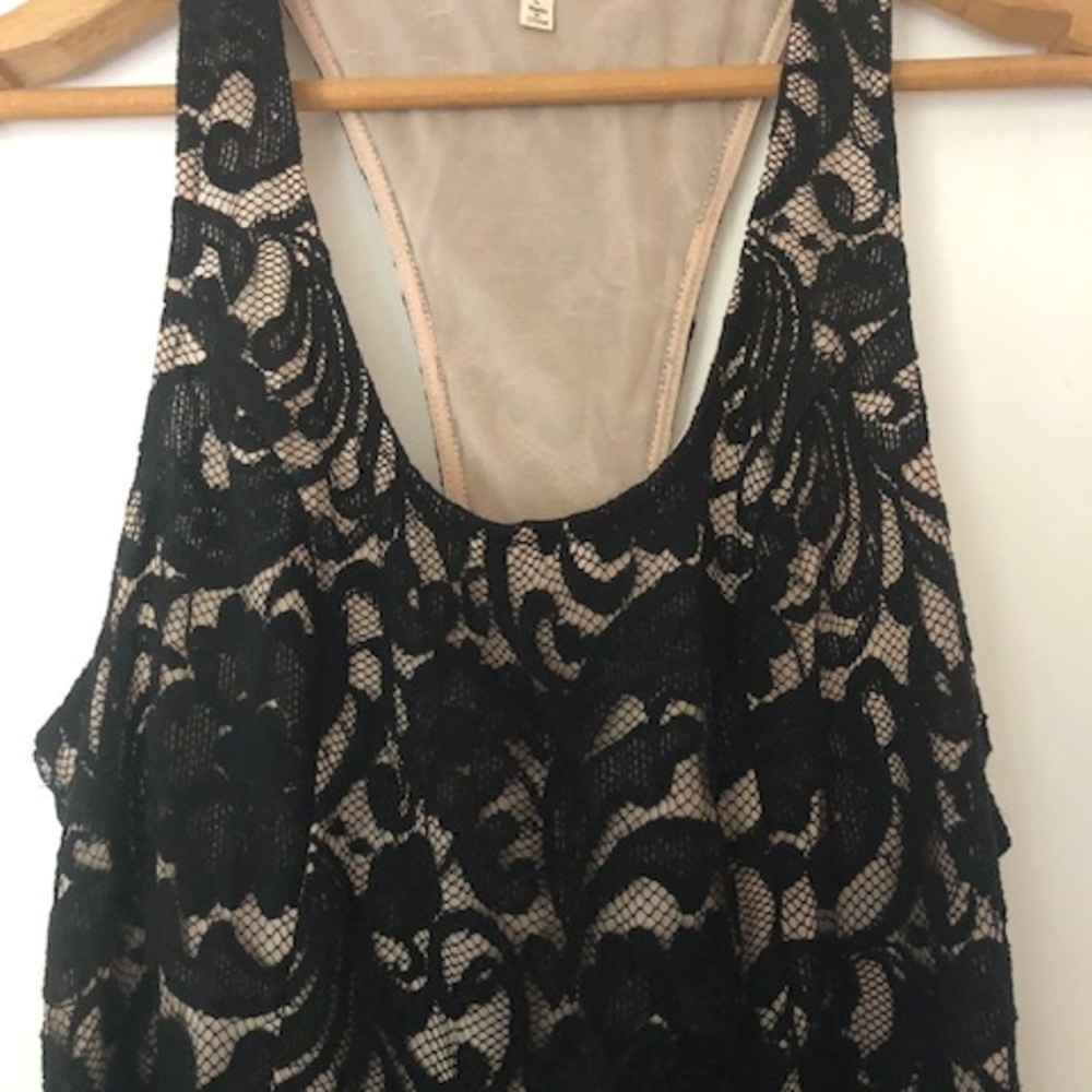 Black Lace Overlay Tank Top